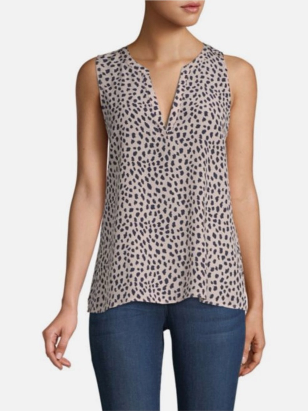 Joie Corette Sleeveless Spotted Silk Tank XS